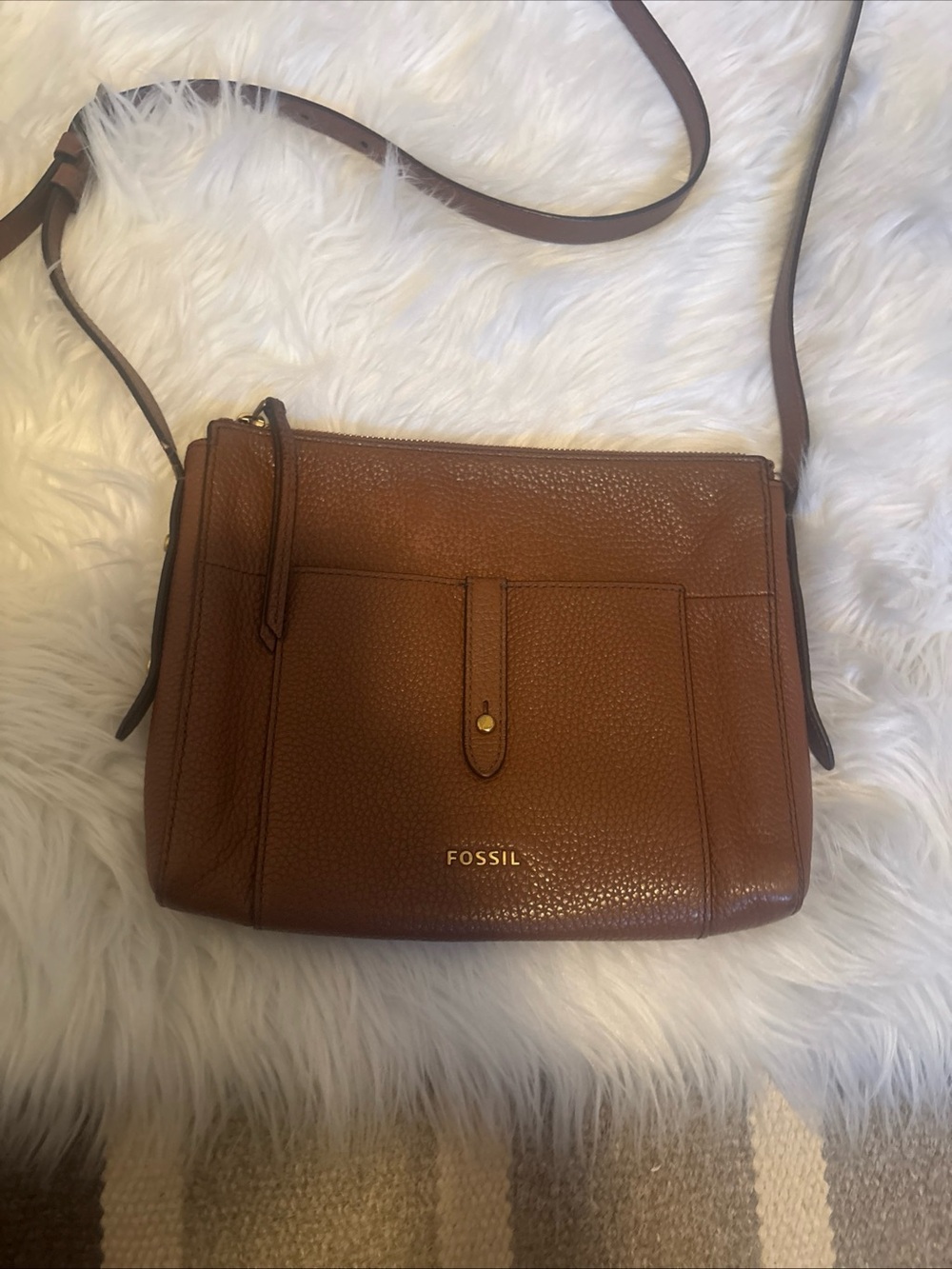 Fossil Brown Leather Crossbody Bag